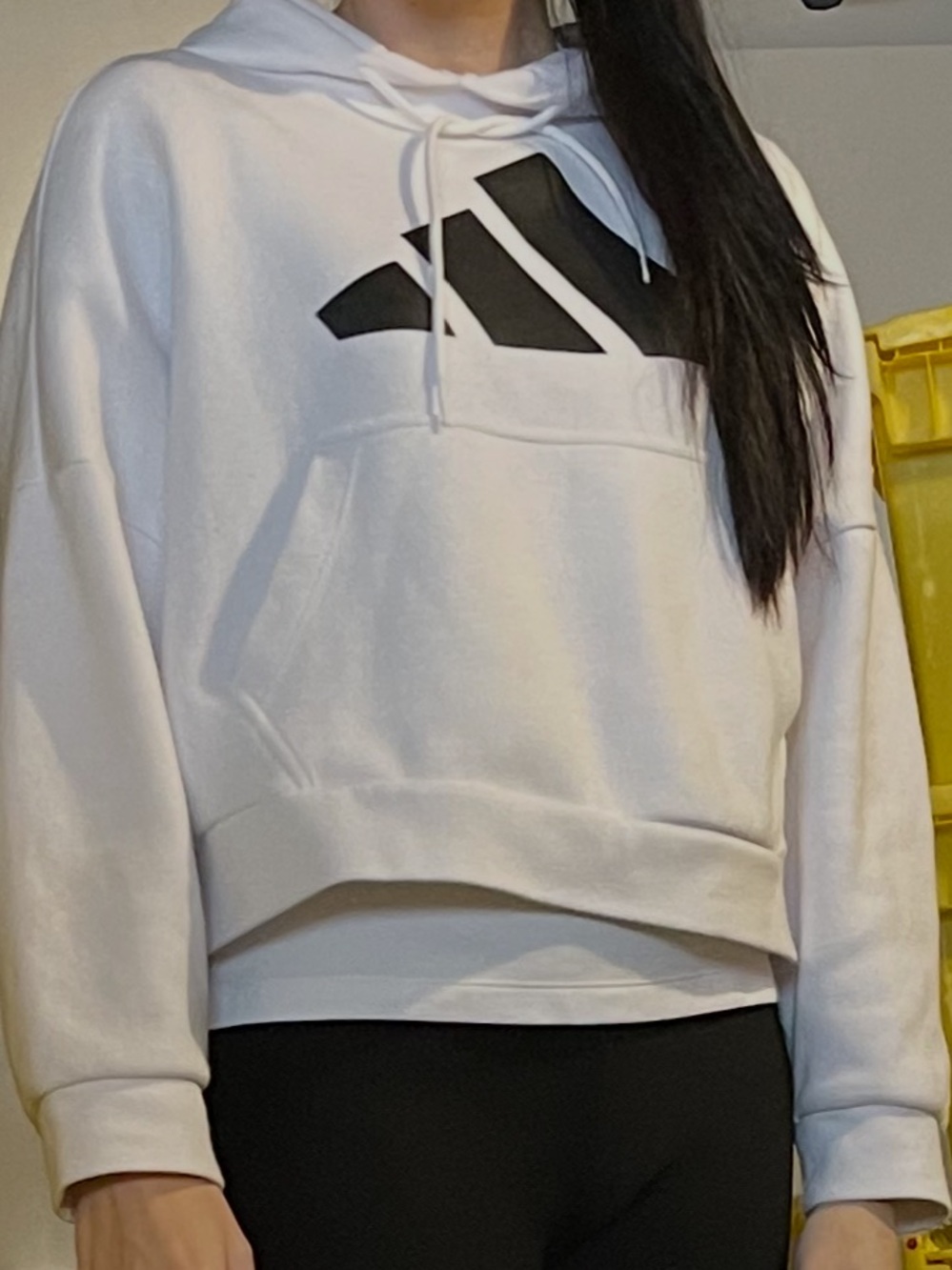 Adidas White Logo Hoodie Sweater - Athletic Casual with zipper on the back